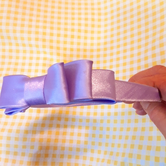 1FREE wP hairbands 2 satin purple&white w bows 2 plaid girl womens NWOT pretty - Picture 3 of 11